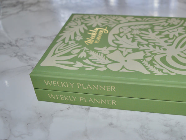 A5 Weekly Planner Diary | Undated Hardback - Abstract Green Floral