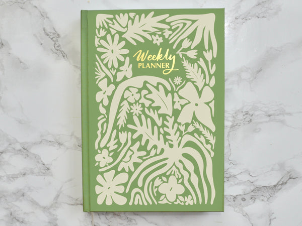 A5 Weekly Planner Diary | Undated Hardback - Abstract Green Floral