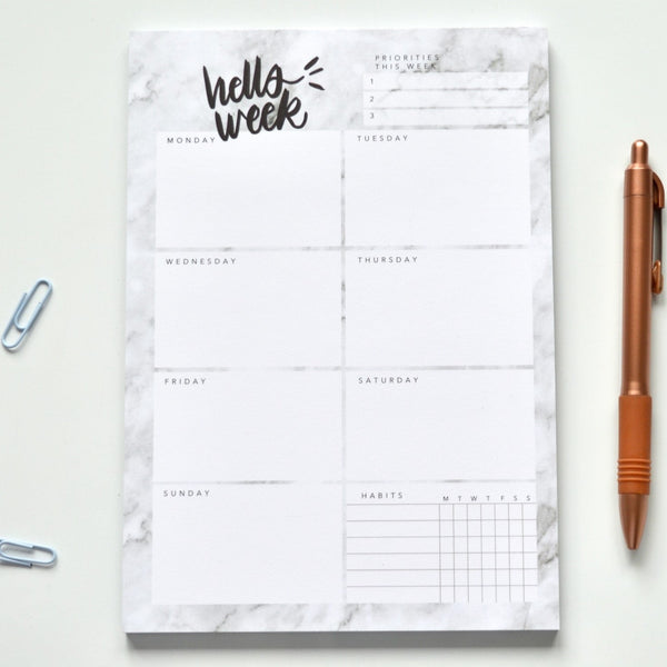 Marble A5 Weekly Planner