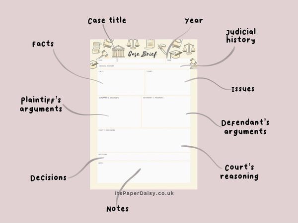 Law Case Brief Notepad