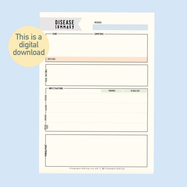 Instant Download: Disease Summary Template