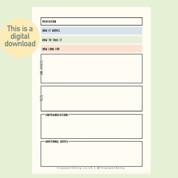 Instant Download: Medication Summary Template