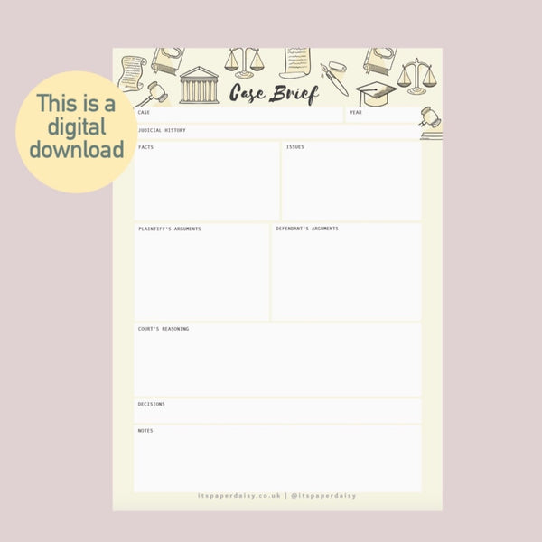 Instant Download: Law Case Brief Template