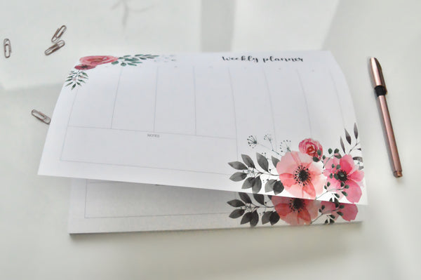 a4 weekly planner pad vintage flowers
