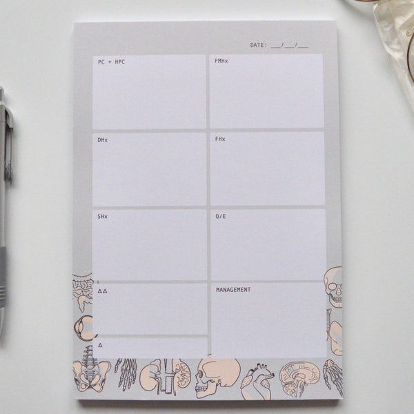 A5 medical history taking pad for students