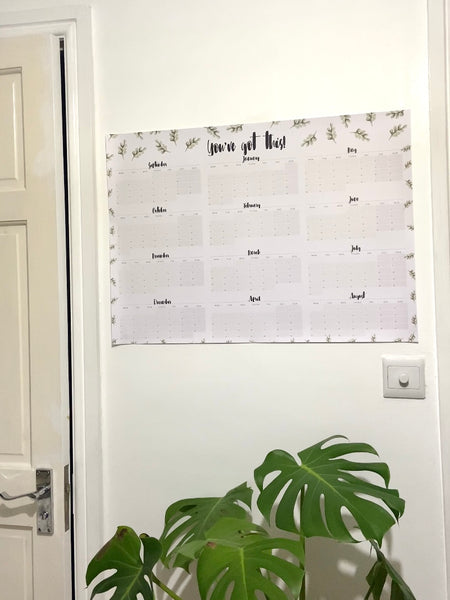 Leafy Academic Wall Planner Landscape | 2022-2023