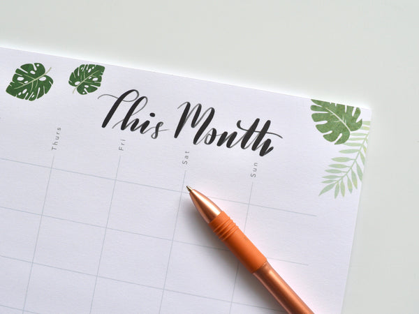 Monstera A4 Monthly Planner