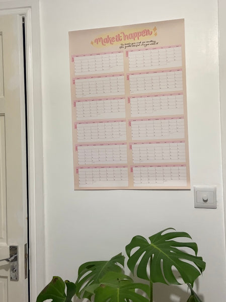 Make it Happen Pink Academic Wall Planner 2022-2023