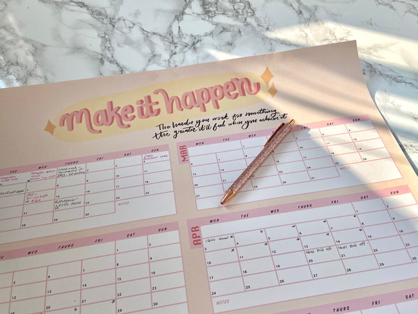 Make it Happen Pink Academic Wall Planner 2022-2023