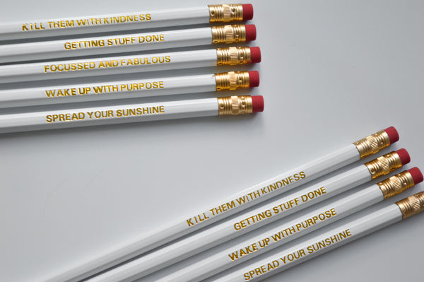 white gold foiled motivation pencils