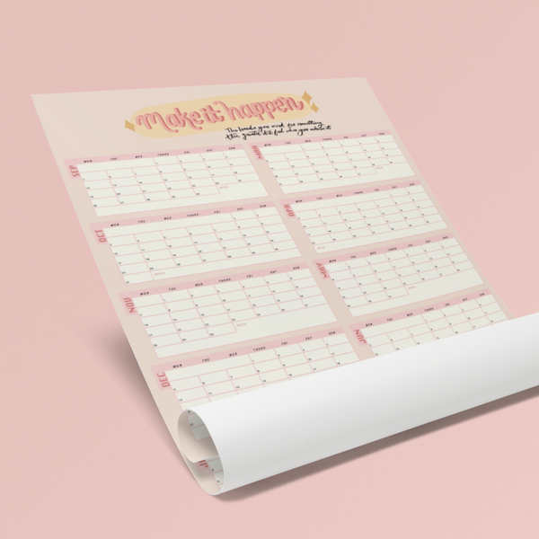 Make it Happen Pink Academic Wall Planner 2022-2023