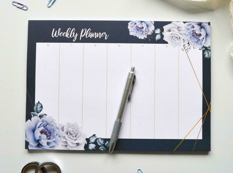 midnight roses A4 weekly planner pad