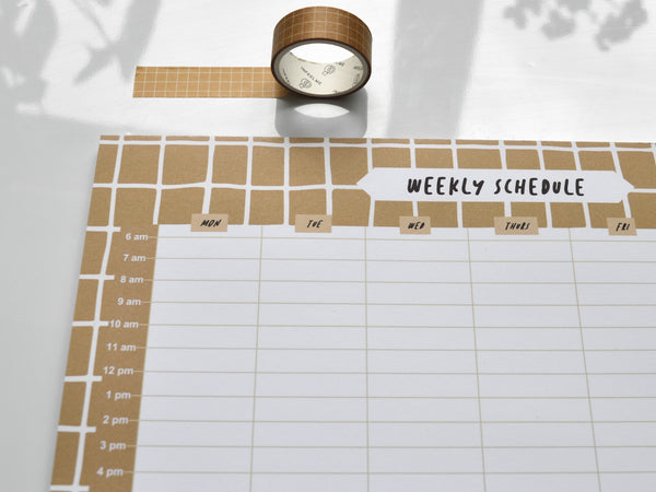 Coffee Grid A4 Weekly Schedule