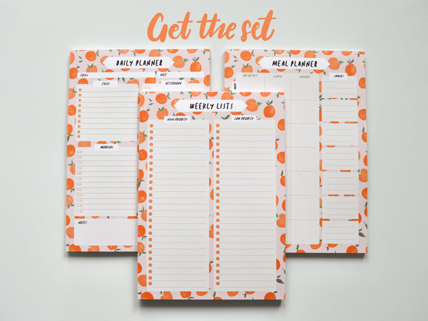 peach meal planner, to do list planner, daily planner set