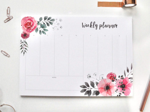 a4 weekly planner pad vintage flowers