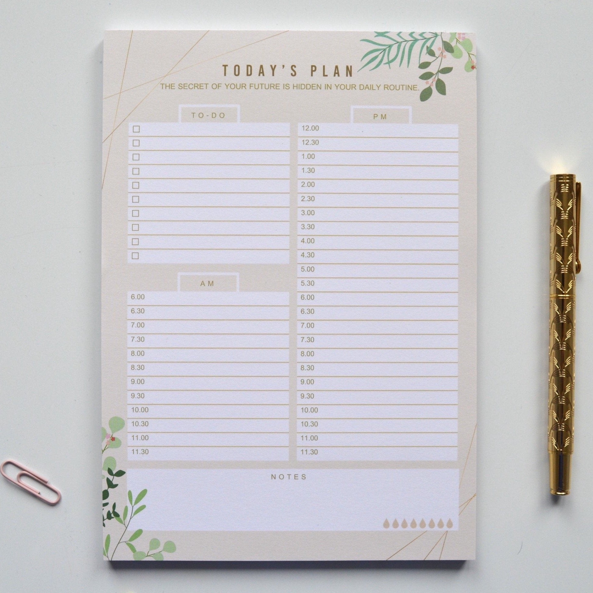 a5 spring leaves daily desk planner